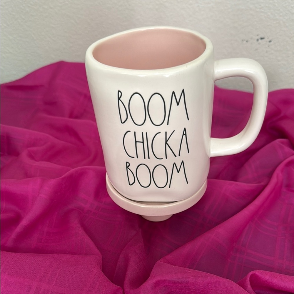 Rae Dunn White and Pink Ceramic Mugs